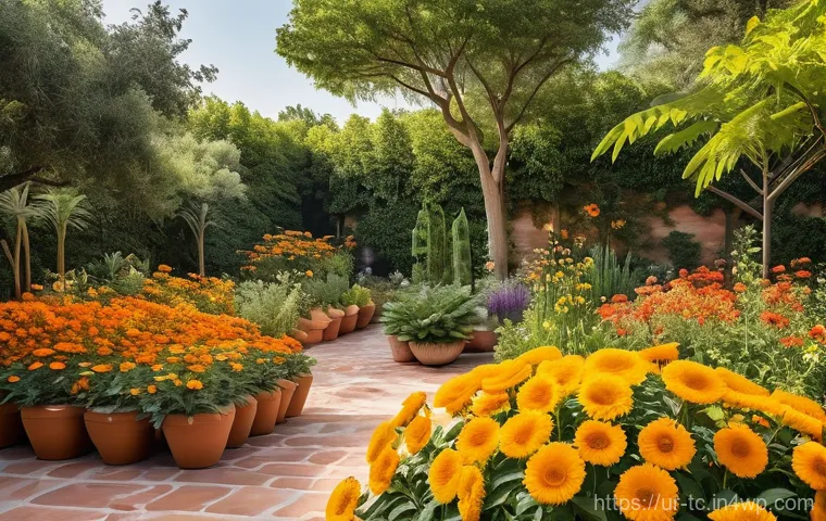도시 내 수분매개자 서식지 보전 방안 - **Prompt:** A vibrant, sun-drenched garden in a Pakistani city, showcasing a rich diversity of local...