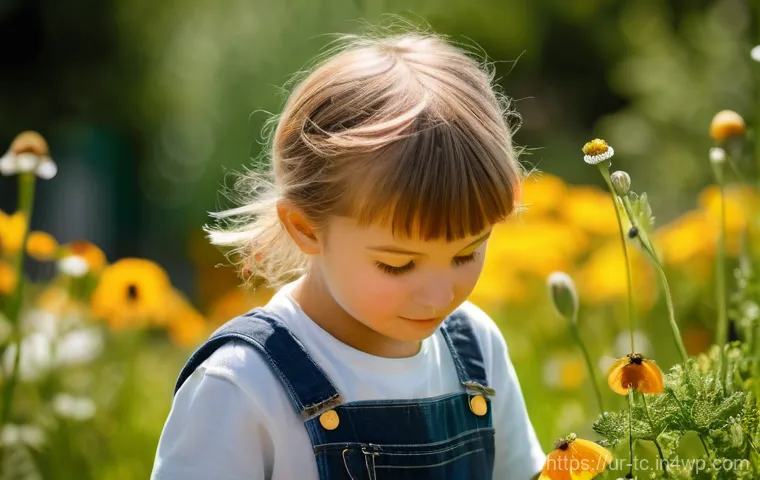 도시 수분매개자 지원을 위한 국제 협력 사례 - **Community Garden Day: Protecting Our Tiny Friends:** A warm, sunny day scene at a diverse communit...